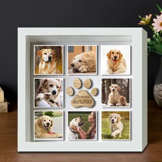 Individuelle Haustier-Bilderrahmen mit 8 Fotos, personalisierter Hunde-Bilder-Collage-Rahmen, Leinwandposter, Haustier-Gedenkhalsband, Trauergeschenke