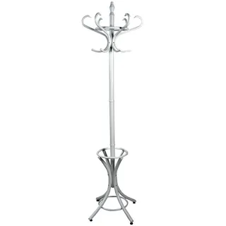 Mid.you Garderobenständer, Weiß, Holz, Birke, massiv, Uni, 53x184x53 cm, standfeste Füße, integrierter Schirmständer, Garderobe, Garderobenständer