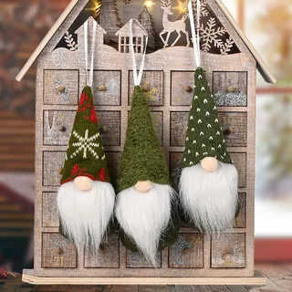 NSXIN Weihnachten Deko Wichtel Figuren 3 Stück Mini Schwedischen Weihnachtsmann Weihnachtsdeko Santa Tomte Gnom, Amerikanisch, Skandinavischer Zwerg Geschenke für Freunde Familie (Grün/3Stk)