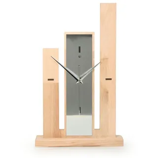Kreative Feder Standuhr Designer-Standuhr "Stairs" aus Massivholz, ohne Ticken; Funk- oder Quarzuhrwerk; elegant, außergewöhnlich, modern beige