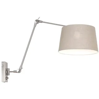 Wandlampe Gelenkleuchte Schlafzimmerleuchte Textil grau schwenkbar Drehdimmer