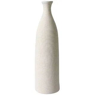 Pevfeciy Keramik Vase Weiß Streifen Bodenvase 25.8 cm Hoch Modern Deko Blumenvase,für Pampasgras Trockenblumen Deko, für Home Wohnzimmer Esstisch Bauernhaus Büro Dekor,Weiß,S
