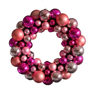 Kingke Weihnachtskugel-Kranz, 35 cm, bunte Kugel, dekorativer Anhänger für Urlaub, Einkaufszentrum, Dekoration