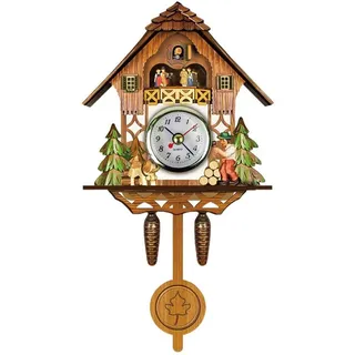 Mrisata Kuckucksuhr, Antik, Holz, Kuckuck, Vogelhaus, Wanduhr, Heimdekoration, Hängende Kuckucksuhr, Automatische Schaukel, Glocke, Pendel, Heimdekoration (CM001)