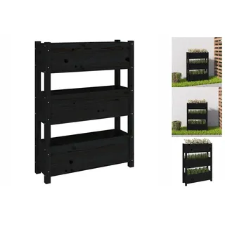 vidaXL Pflanzkübel Schwarz 77x25x104,5 cm Massivholz Kiefer