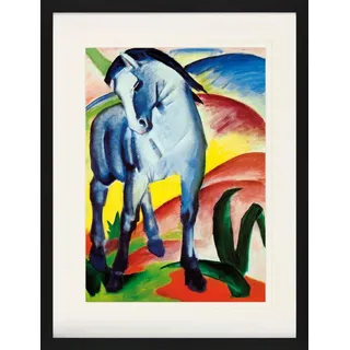 1art1 Franz Marc Poster Blaues Pferd I, 1911 Gerahmtes Bild Mit Edlem Passepartout | Wand-Bilder | Im Bilderrahmen 80x60 cm