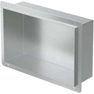 luxebath Wandnische aus Edelstahl 20x30x10 cm, Silber, Duschnische Einbauregal,