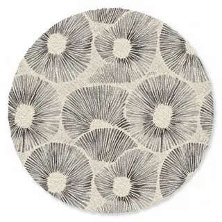 OnlyWow Teppich Rund Kreise - Muster - Schwarz, Rechteckig, Wohnzimmer, Schlafzimmer, Kurzflor 90x90 cm schwarz 90 cm x 90 cm