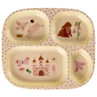 Rice Kinderteller mit 4er Einteilung - hellrosa - Fairytale, Melamin BPA frei, Spülmaschinengeeignet bis 70°C