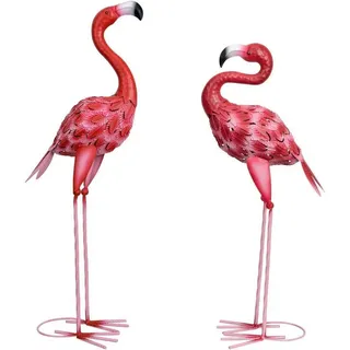 LuxusKollektion Tierfigur Flamingo Gartenstatuen Skulpturen Metall Dekoration Außenstatue rosa