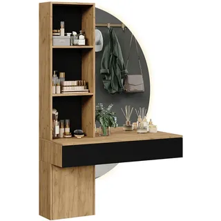Vicco Schminktisch, Melora, Eiche/Schwarz, 100 cm mit LED-Spiegel Vicco