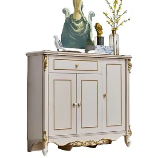 JVmoebel Kommode Klassische Schublade Kommoden Echtholz Sideboard Holz Schränke Regal, Made in Europa weiß