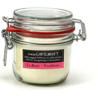 Candle Factory 100% vegane Duftkerze 30 Std. ohne Farbstoffe aus Pflanzlichen Stearin meinGartenduft Duft: Erdbeer-Basilikum