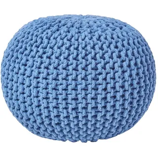 Homescapes Strick-Pouf, Blau, Textil, Uni, Rund, 40x35x40 cm, Wohnzimmer, Hocker, Poufs