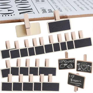 RXKFIGX 50 Stück Mini Tafeln zum Beschriften, Mini Tafeln Mit Klipp | Mini Tafeln zum Beschriften, Kreidetafel Clips, Tafelklammern, Kleine Klammern für Fotos Aufhängen,Memo Notetaking,Food Label