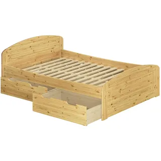 Erst-Holz Funktions-Doppelbett Überlänge 200x220 Bettkasten Bettgestell Massiv Zubehör wählbar V-60.50-20-220 Rollrost inkl.