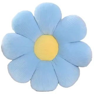 Blumenkissen, Dekoratives, Blumenförmiges Kissen, Florales Bodenkissen, Sitzkissen, Weiches Und Niedliches Kissen Fürs Schlafzimmer – 50 X 50 Cm – Blau Und Gelb