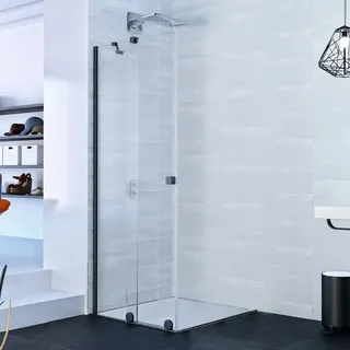 Hüppe Xtensa Pure Gleittüreckeinstieg mit Schiebetür links 100 x verschiedene Größen schwarz/transparent ESG klar XT1304123321