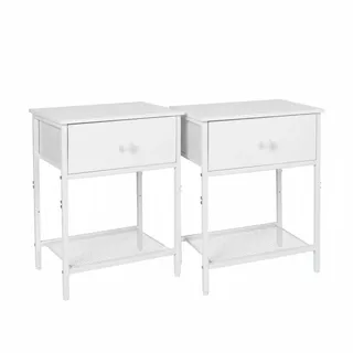Relaxdays Nachtschrank 2er Set 40 x 60 x 60 cm Weiß