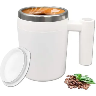 Upgrade Selbstrührende Tasse, Wiederaufladbar Self Stirring Mug Auto Magnetic Mug Selbstrührender Becher zum Selbstrührender Kaffee/Milch/Tee/Heiß Schokolade (White)