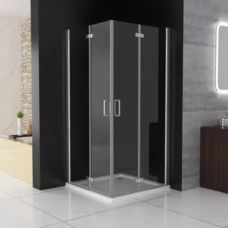 MIQU Duschkabine Eckeinstieg 120x90 cm Falttür Duschwand mit Doppel Faltbar Duschtür, 6mm NANO ESG Glas, Drehfalttür komplett Dusche Duschabtrennung Höhe 197cm, mit Duschwanne & Ablauf