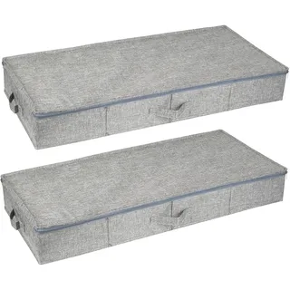 2 Stück Unterbett Aufbewahrungsbox Unterbettbox, Unterbettkommoden mit Deckel, Faltbar Bettkasten Aufbewahrung Unterm Bett, Unter Bett Aufbewahrungskisten für Kleidung Bettwäsche(85 x 40 x 12 cm)