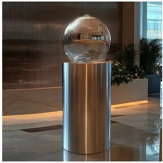 Köhko Kugelbrunnen Ø25cm mit LED auf zylindrischen Edelstahl Eimer H60cm