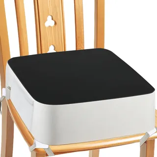 Sitzerhöhung Stühle Kind für Den Tisch - 4 Punkt Verankerung 9,6 cm Erhöhung für Kleinkinder am Esstisch mit Seitentaschen Rutschfeste & Tragbare Sitzkissen für Kinder (Schwarz)