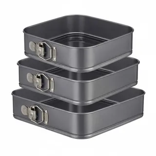 Relaxdays Springform quadratisch 3er Set 24 x 26 x 28 cm