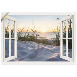 ARTland Wanddeko Wandtattoo selbstklebende Vinylfolie Fensterblick Strand Meer Sand Ostsee Dünen Sonnenuntergang U1TZ
