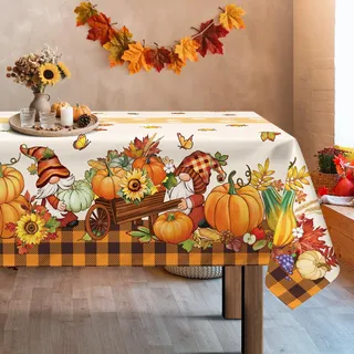 Arquiel Herbst Ahornblätter Zwerg Polyester Tischdecke 152 x 304 cm | Waschbare Polyester-Tischdecke mit dekorativem Muster-Motiv, wasserabweisend und pflegeleicht für Küche, Esszimmer, Feste und