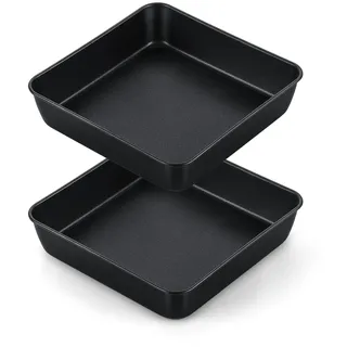 Onader Quadratische Auflaufform 2er Set, Antihaftbeschichtete Eckige Backform Edelstahl Kuchenform für Kuchen Brownies und Rösten, Gesund & Langlebig, Nicht für Heißluftfritteusen - 20cm