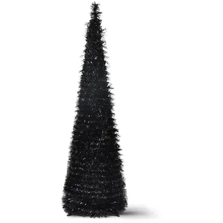 Pop-Up-Weihnachtsbaum – zusammenklappbarer künstlicher Lametta-Bleistift, Weihnachtsbaum, schmaler Weihnachtsbaum für den Innenbereich, Zuhause, Wohnung, Veranda, Urlaub, Party-Dekorationen (schwarz)