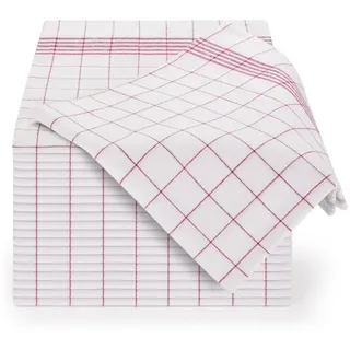 Blumtal 10er Set Premium Geschirrtücher - Hochwertige Geschirrhandtücher, 100% Baumwolle, rot kariert, 50x70cm