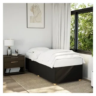 furnicato Bettgestell Schwarzes Stoffbett 200 x 90 x 46 cm mit verstärkten (1-tlg), Atmungsaktives Einzelbett mit Lattenrost und Gestell aus Massivholz schwarz 90 cm x 200 cm x 46 cm