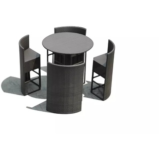PureHaven Bar-Set 100x110 cm wetterbeständiges Polyrattan elegantes Design für bis zu 4 Personen inkl. Sitzauflagen Tisch mit Glasplatte grau