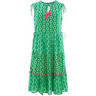 Druckkleid ZWILLINGSHERZ Gr. LXL, N-Gr, grün Damen Kleider Freizeitkleider mit Bindebändern