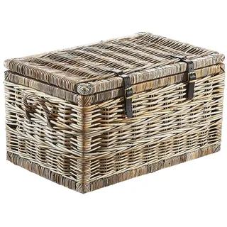 Kobolo Truhe Korbtruhe Sitztruhe Rattan mit Staufach 70x45x40 cm Grau | Gr.: onesize