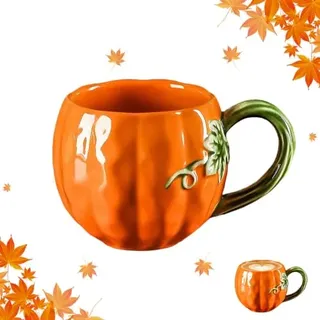 Halloween Deko Kürbis Tassen, 380ml Kürbis Keramikbecher Herbst Deko (B) | Herbst Tasse Halloween mit Henkel, Pumpkin Kaffeebecher, Frühstücksbeche Geschenk für Geburtstag Erntedankfest