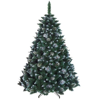 DWA Künstlicher Christbaum Weihnachtsbaum Schnee bedeckte Kiefer mit Kristallen traditionell waldgrün luxuriös mit Ständer groß - 220 cm - Snow-Covered Pine