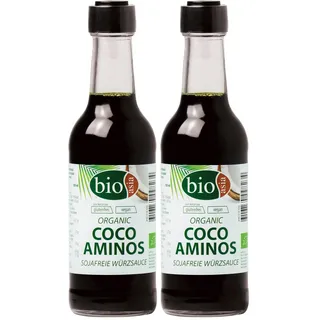 Bioasia Bio Coco Aminos Sauce – Sojafreie Kokoswürzsauce – Von Natur aus glutenfrei und vegan – 1 x 250 ml (Packung mit 2)