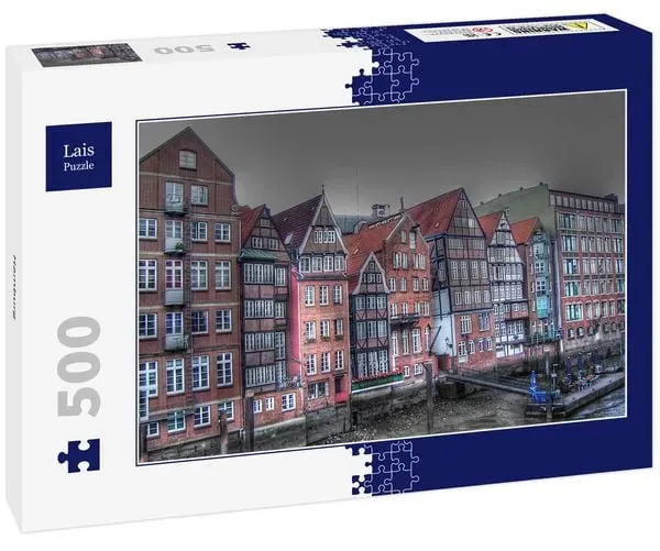 Lais Puzzle Hamburg Landungsbrücken | 1000 Teile | Schwarz-weiß Motiv