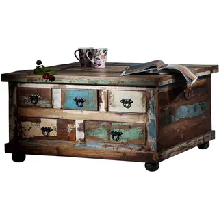 Truhentisch Couchtisch 'Seaside' Massivholz, Metall Recycletes Holz Shabby Chic