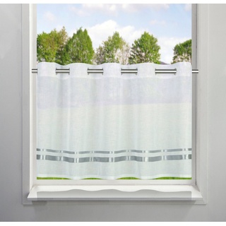 Scheibengardine REGINA, my home, Ösen (1 St), transparent, Voile, mit Satinbändern grau|weiß 120 cm x 60 cm