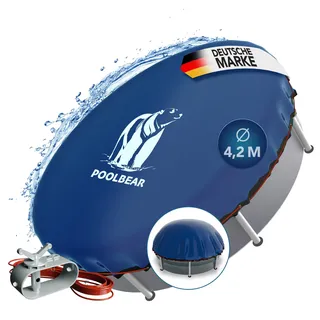 PoolBear | Poolabdeckung Ø 280-360 cm | Abdeckplane Pool | Sommerplane und Winter Abdeckplane | Rundpool Thermo-Plane Pool sicher abdecken | 420 cm rund