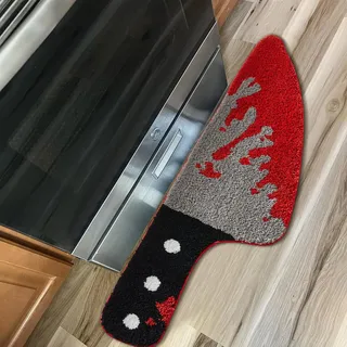 Scream Knife Teppich, 45,7 cm B x 114,7 cm L, Horrorfilm, Gothic-Stil, rutschfest, maschinenwaschbar, niedlicher Vintage-Totenkopf-Überwurf, für Küche, Badezimmer, Schlafzimmer, Innenbereich, weich