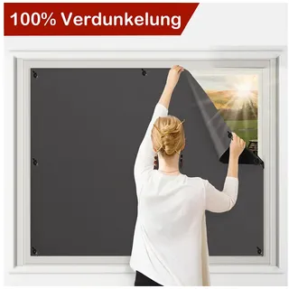 Verdunklungsrollo Verdunklungsrollo Ohne Bohren,Blackout Vorhang mit Saugnäpfen, BTTO V&G, Saugnäpfen, 100% verdunkelnd,für Kinderzimmer Wohnzimmer Schlafzimmer schwarz