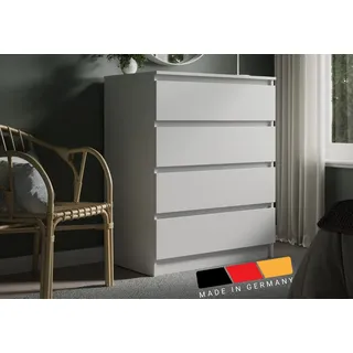 home collective Kommode mit 4 Schubladen Kommode weiß schmal Holz Schrank Kommode mit Schubladen Sideboard Highboard Anrichte Schlafzimmer Wohnzimmer Flur Büro Organizer Breite 80 cm Höhe 100 cm - Weiß