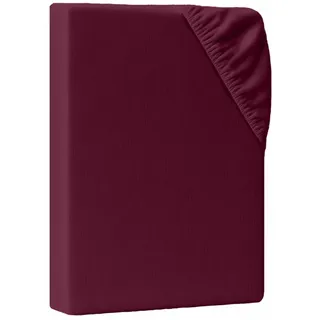 AM Qualitätsmatratzen Spannbettlaken Baumwolle-Jersey 70 x 190 cm Bordeaux