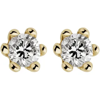 Paar Ohrstecker OROLINO "Gold 585 mit 2 echten Brillanten zus. 0,10ct.", gelb (gelb, weiß), Ohrringe, Damen, one-size, 0,1 SI = kleine Einschlüsse, Gold